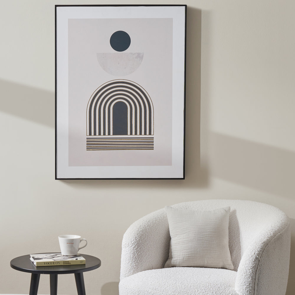 Art Deco Linear Gold And Black Framed Canvas