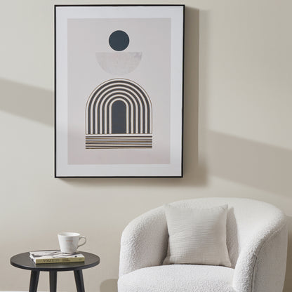 Art Deco Linear Gold And Black Framed Canvas
