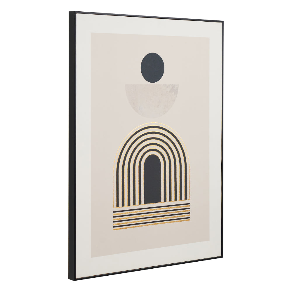 Art Deco Linear Gold And Black Framed Canvas