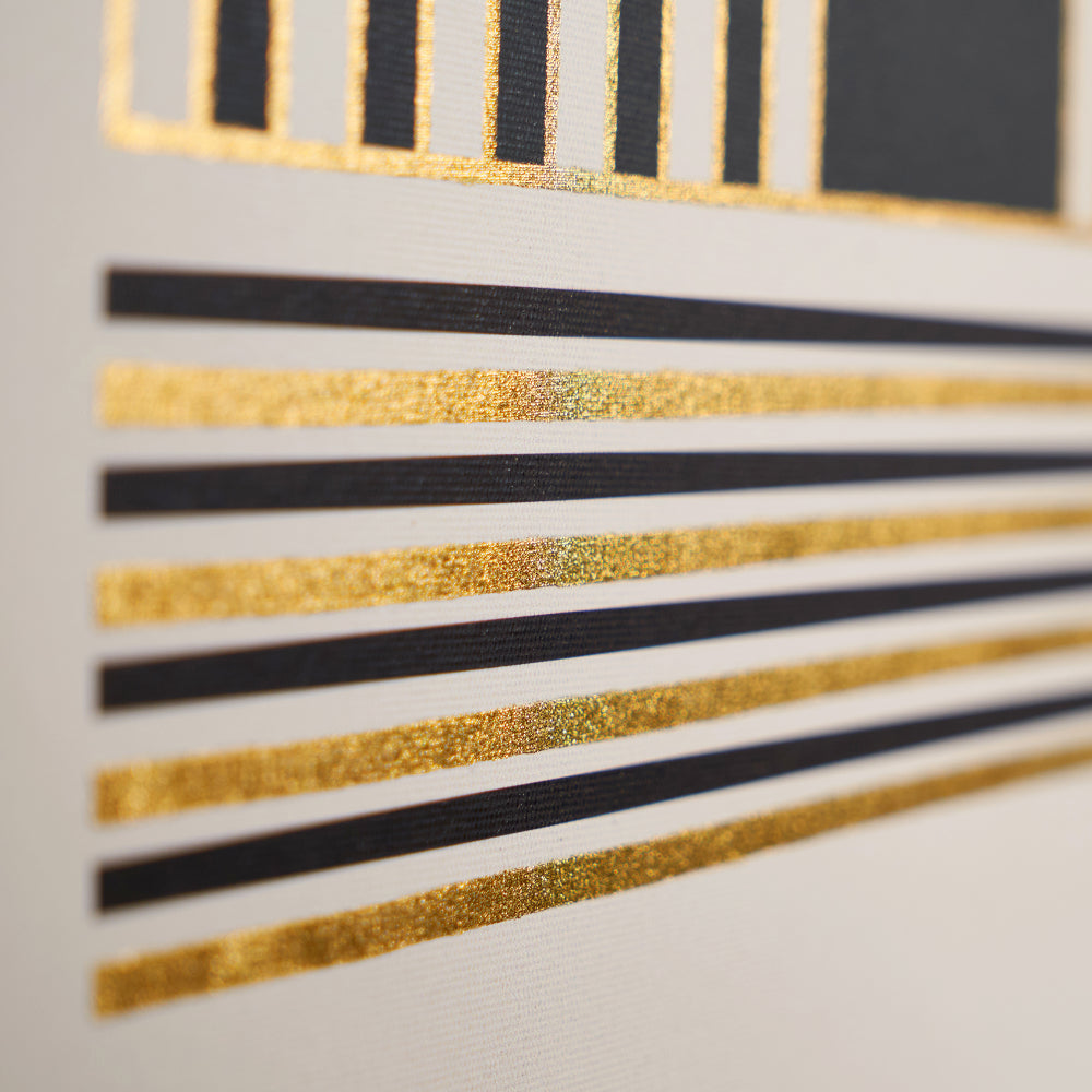 Art Deco Linear Gold And Black Framed Canvas