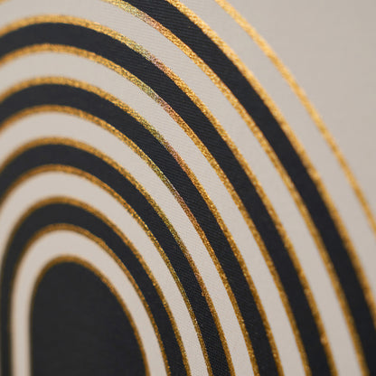 Art Deco Linear Gold And Black Framed Canvas
