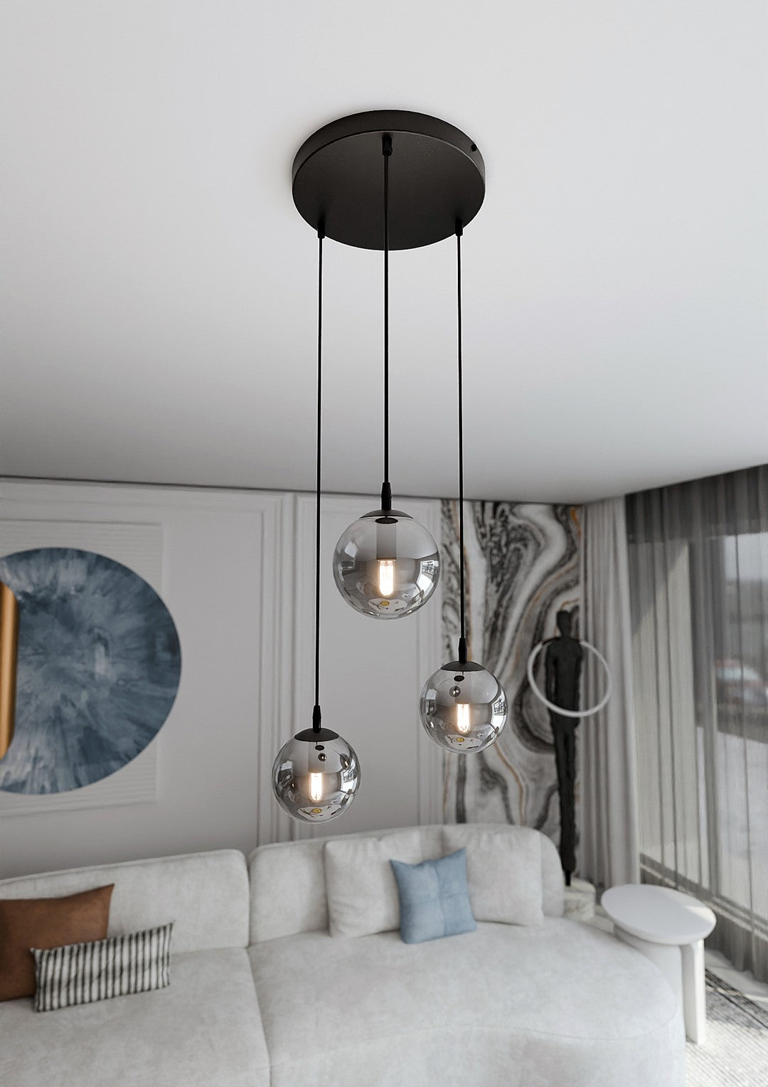 Cosmo 3 Light Pendant Black & Graphite