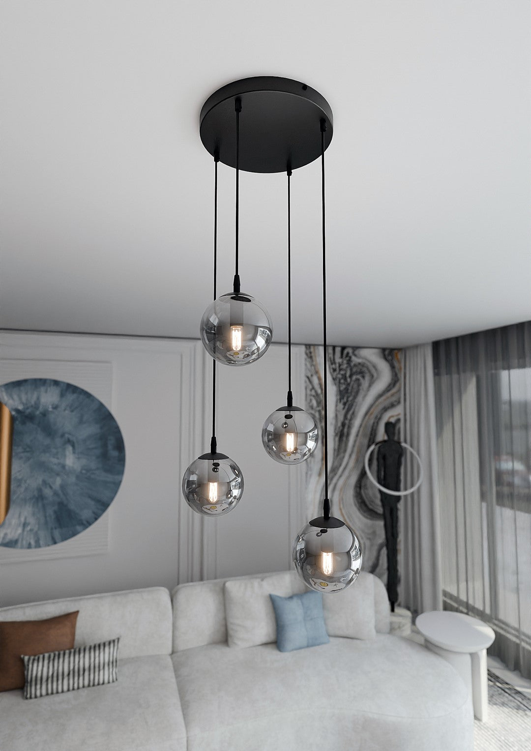 Cosmo 4 Light Pendant Black & Graphite