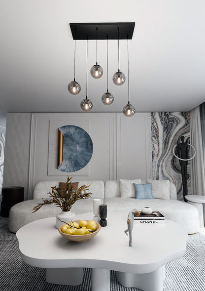 Cosmo 6 Light Pendant Black & Graphite