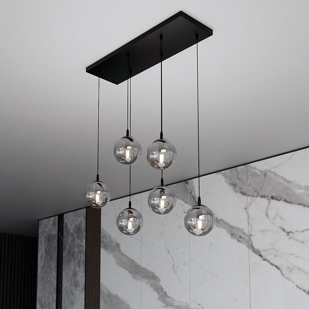 Cosmo 6 Light Pendant Black & Graphite