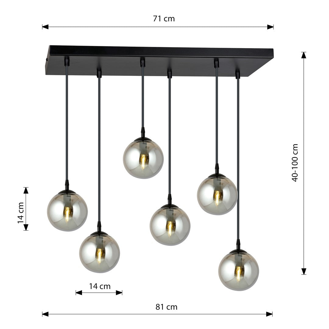 Cosmo 6 Light Pendant Black & Graphite