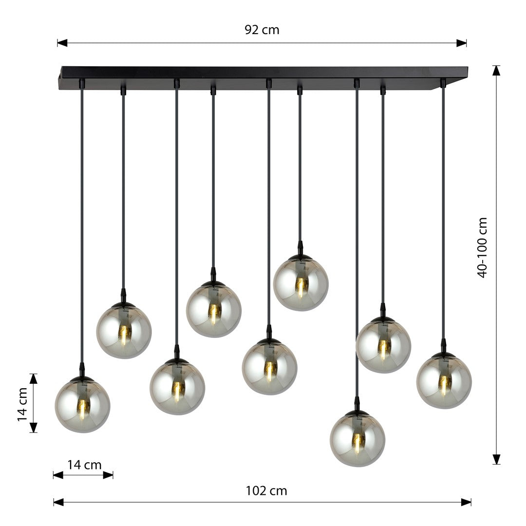 Cosmo 9 Light Pendant Black & Graphite