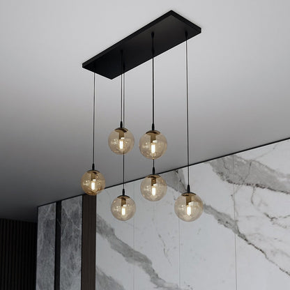 Cosmo 6 Light Pendant Black & Amber
