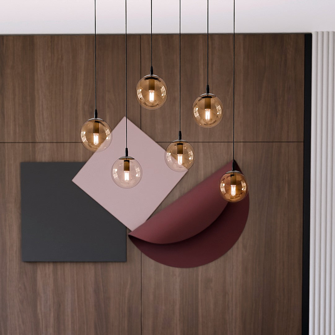 Cosmo 6 Light Pendant Black & Amber