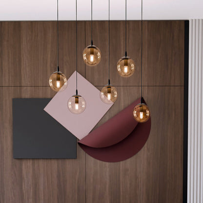 Cosmo 6 Light Pendant Black & Amber