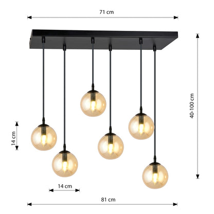 Cosmo 6 Light Pendant Black & Amber