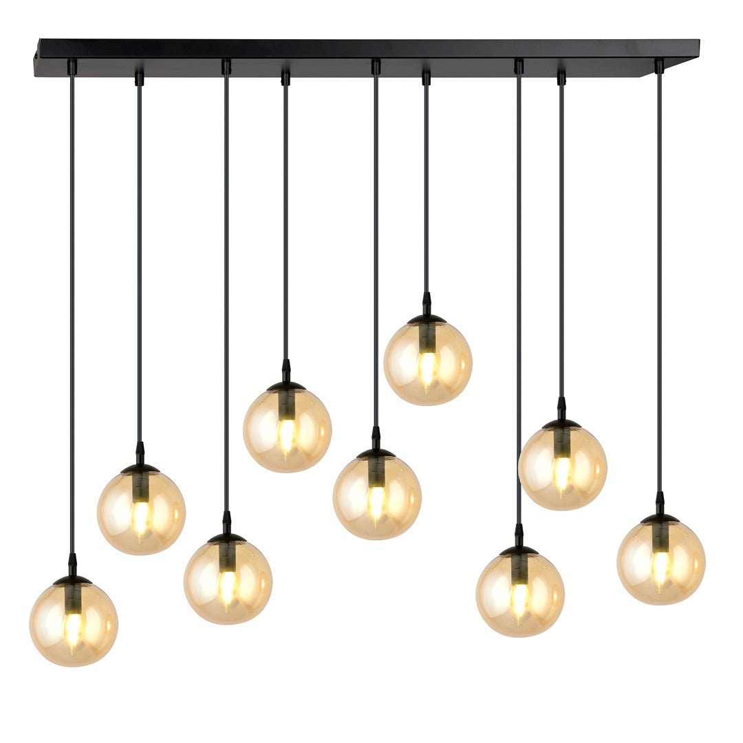Cosmo 9 Light Pendant Black & Amber