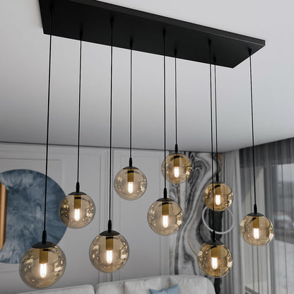 Cosmo 9 Light Pendant Black & Amber