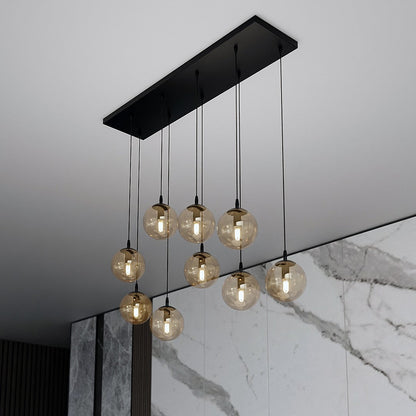 Cosmo 9 Light Pendant Black & Amber