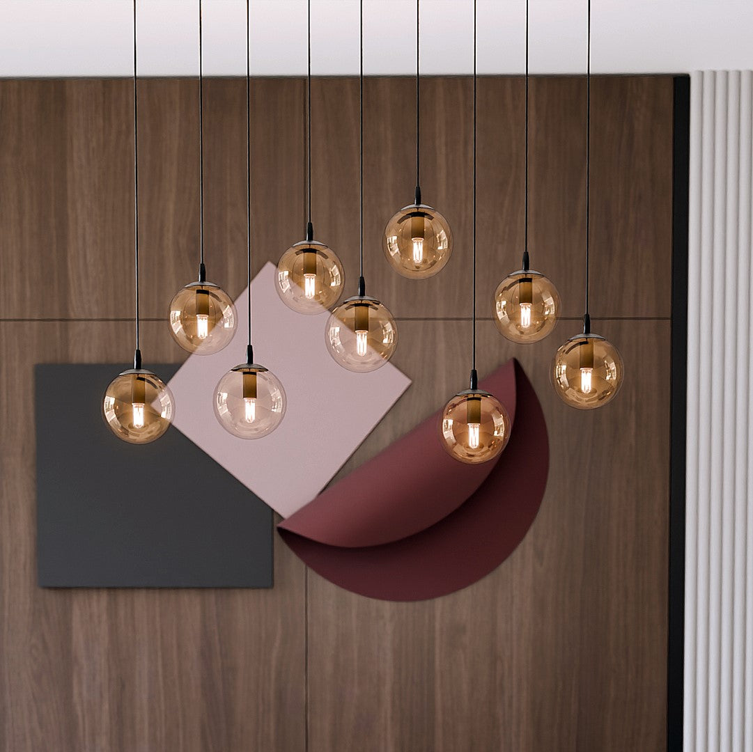 Cosmo 9 Light Pendant Black & Amber