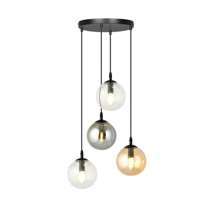 Cosmo 4 Light Pendant Black, Graphite & Amber