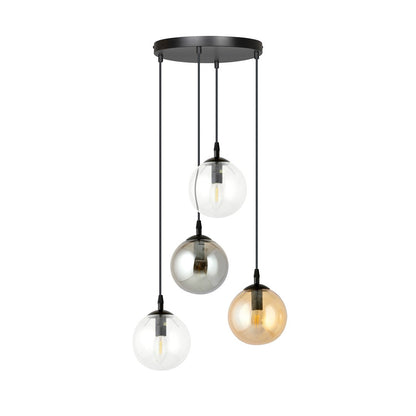 Cosmo 4 Light Pendant Black, Graphite & Amber