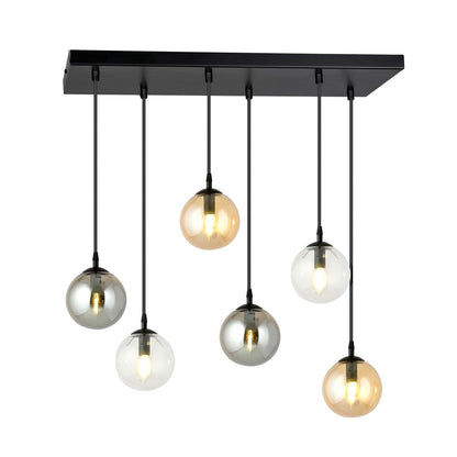 Cosmo 6 Light Pendant Black, Graphite & Amber