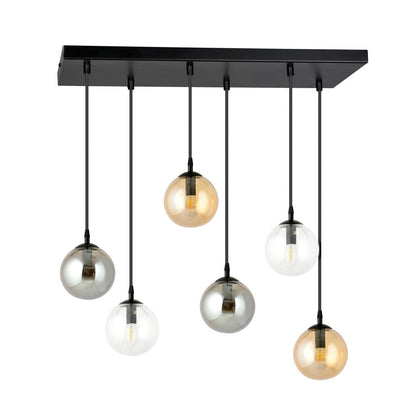 Cosmo 6 Light Pendant Black, Graphite & Amber