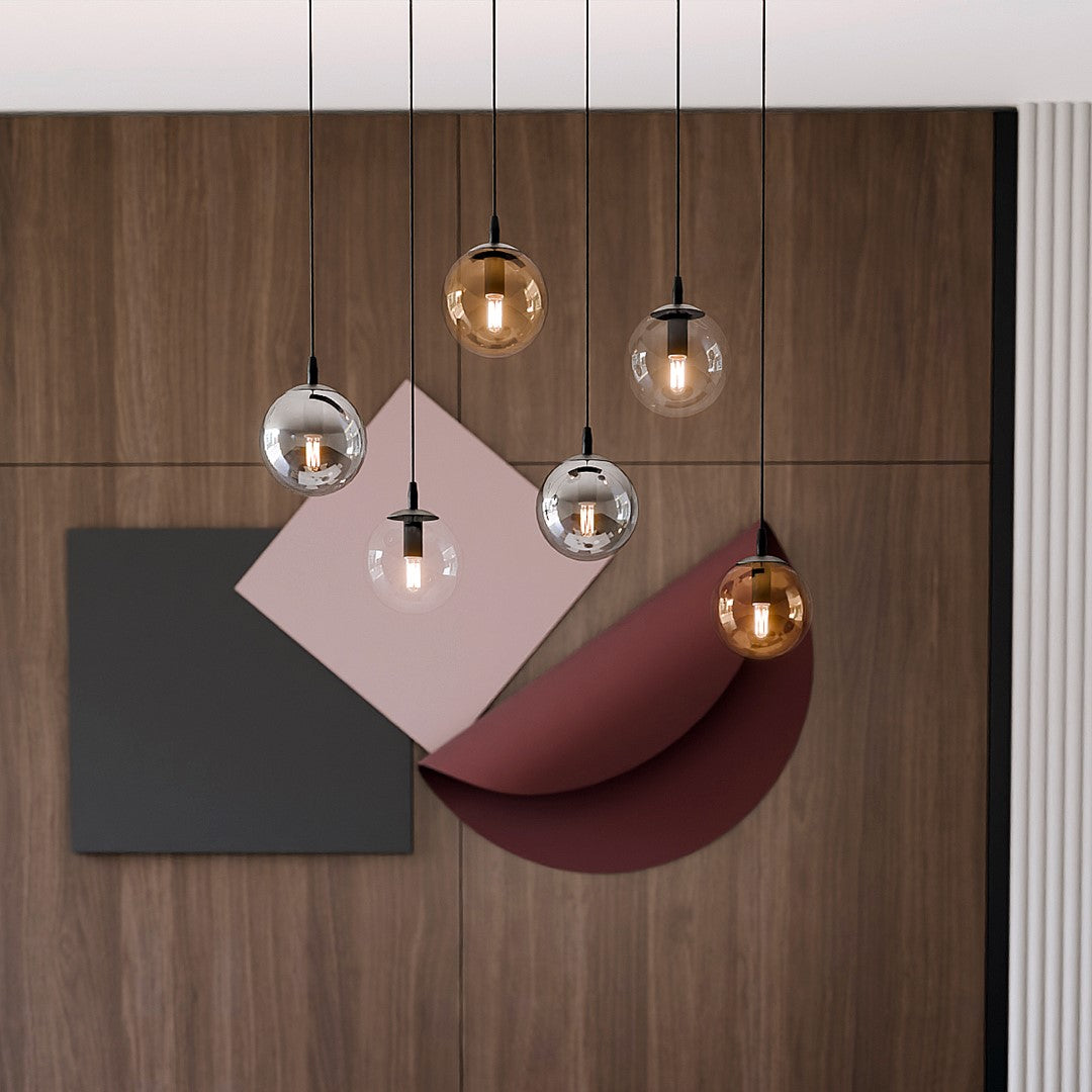 Cosmo 6 Light Pendant Black, Graphite & Amber