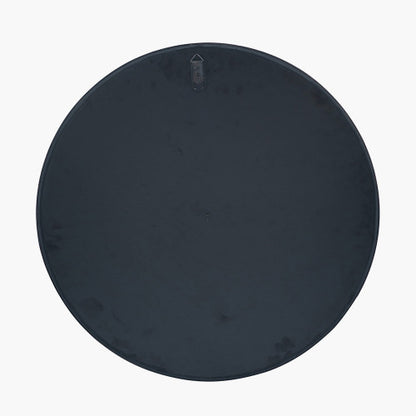 Black Wood Veneer Round Mirror with Foxed Glass