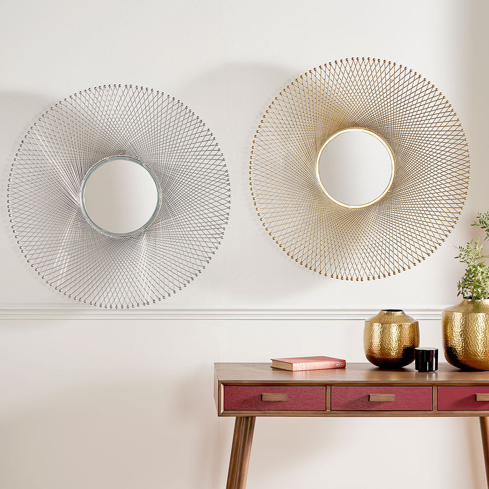 Silver Metal Circular Wall Mirror