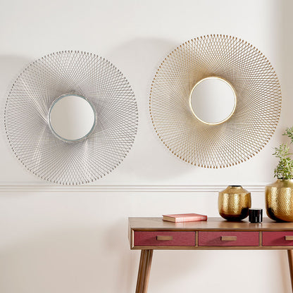 Silver Metal Circular Wall Mirror