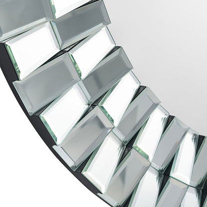 Tiled Round 80cm Silver Mirror