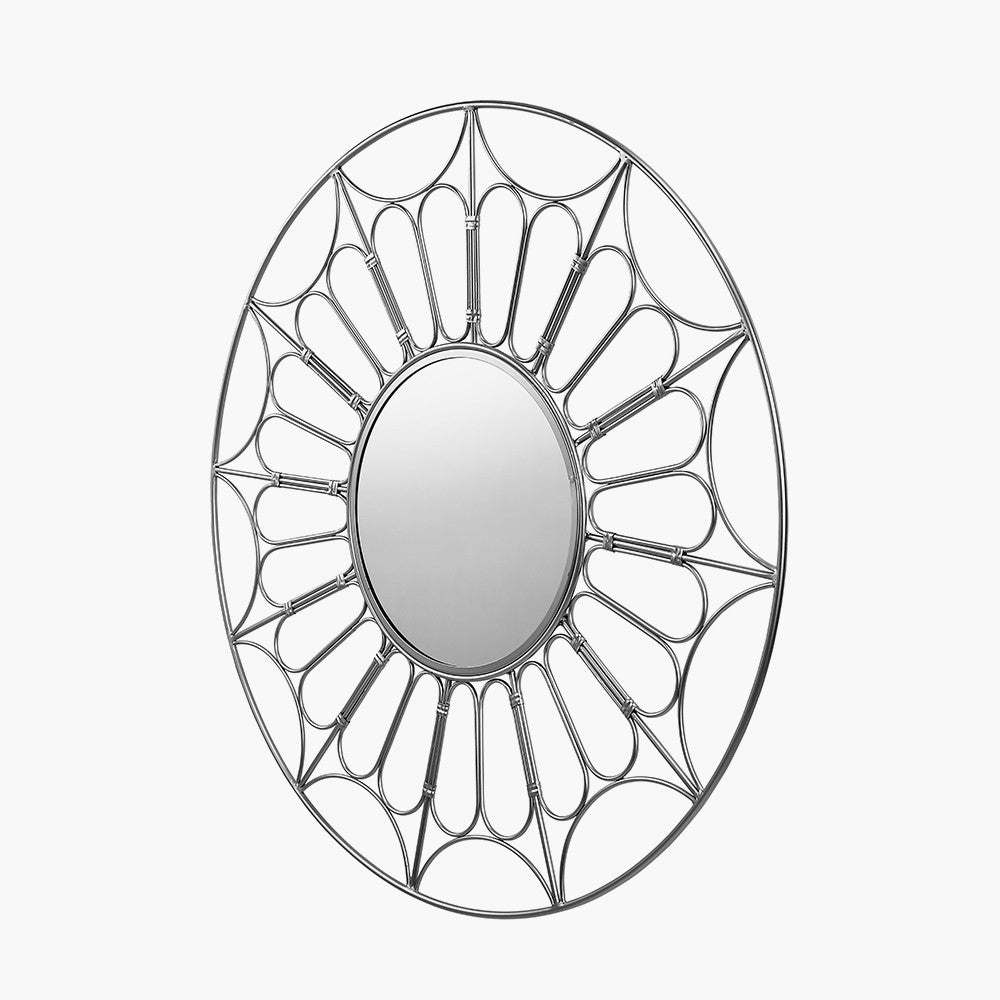 Silver Frame Round Wall Mirror