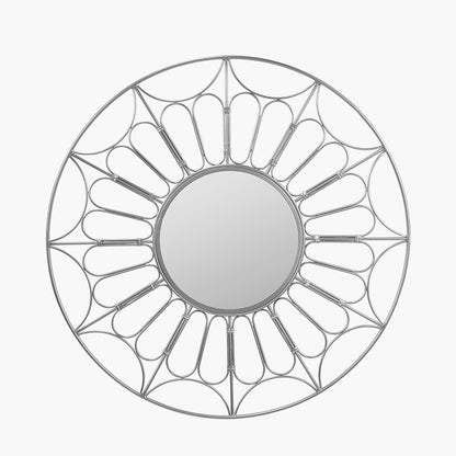 Silver Frame Round Wall Mirror
