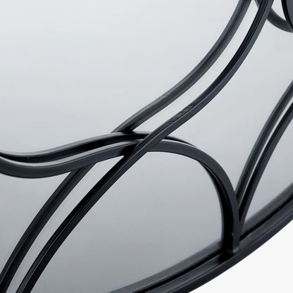 Black Metalwork Decorative Round Mirror