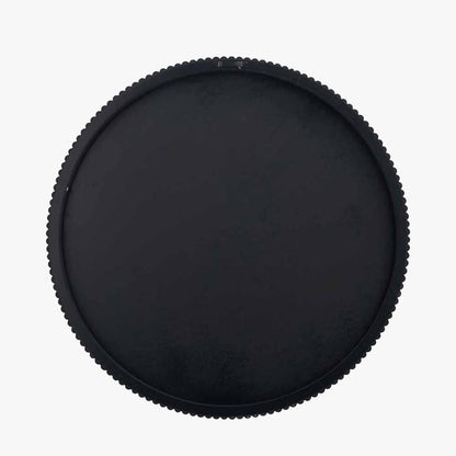 Black Metal Textured Round Wall Mirror