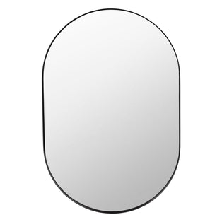 Black Metal Slim Frame Oval Wall Mirror