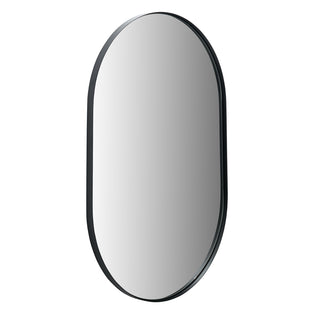 Black Metal Slim Frame Oval Wall Mirror