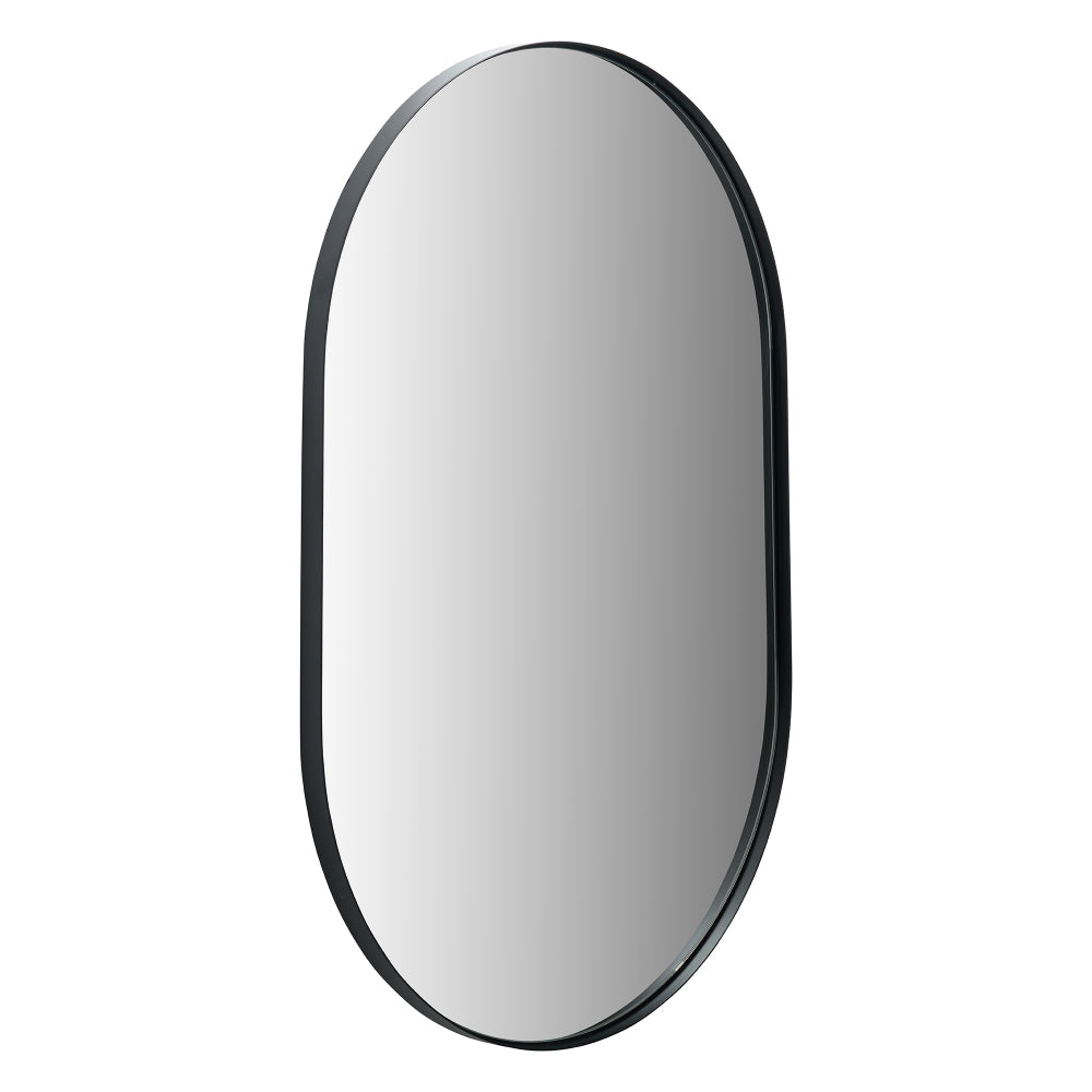 Black Metal Slim Frame Oval Wall Mirror