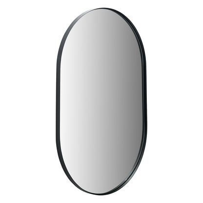 Black Metal Slim Frame Oval Wall Mirror