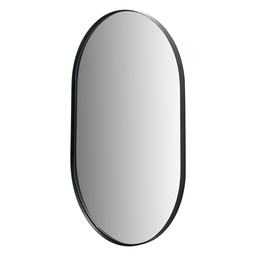Black Metal Slim Frame Oval Wall Mirror
