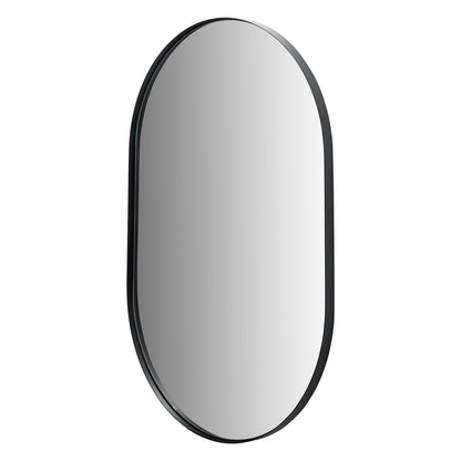 Black Metal Slim Frame Oval Wall Mirror