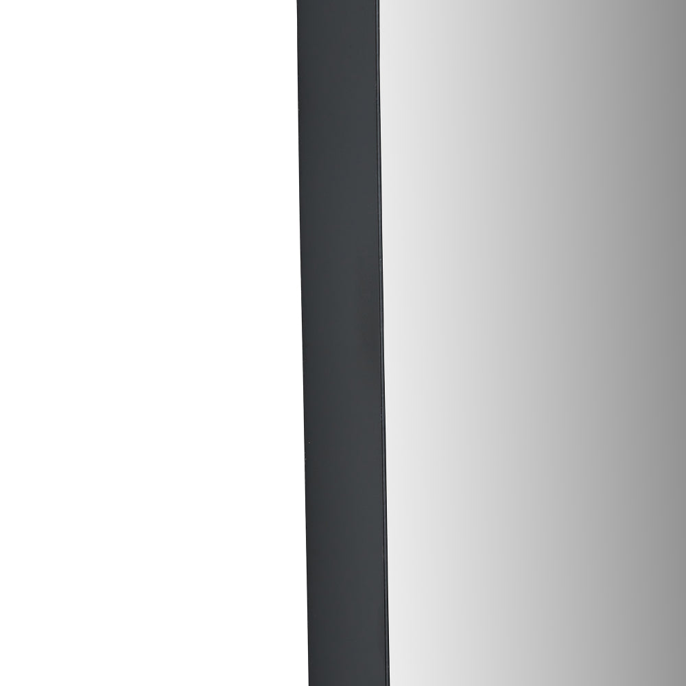 Black Metal Slim Frame Oval Wall Mirror