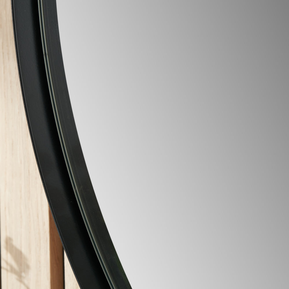 Black Metal Slim Frame Oval Wall Mirror