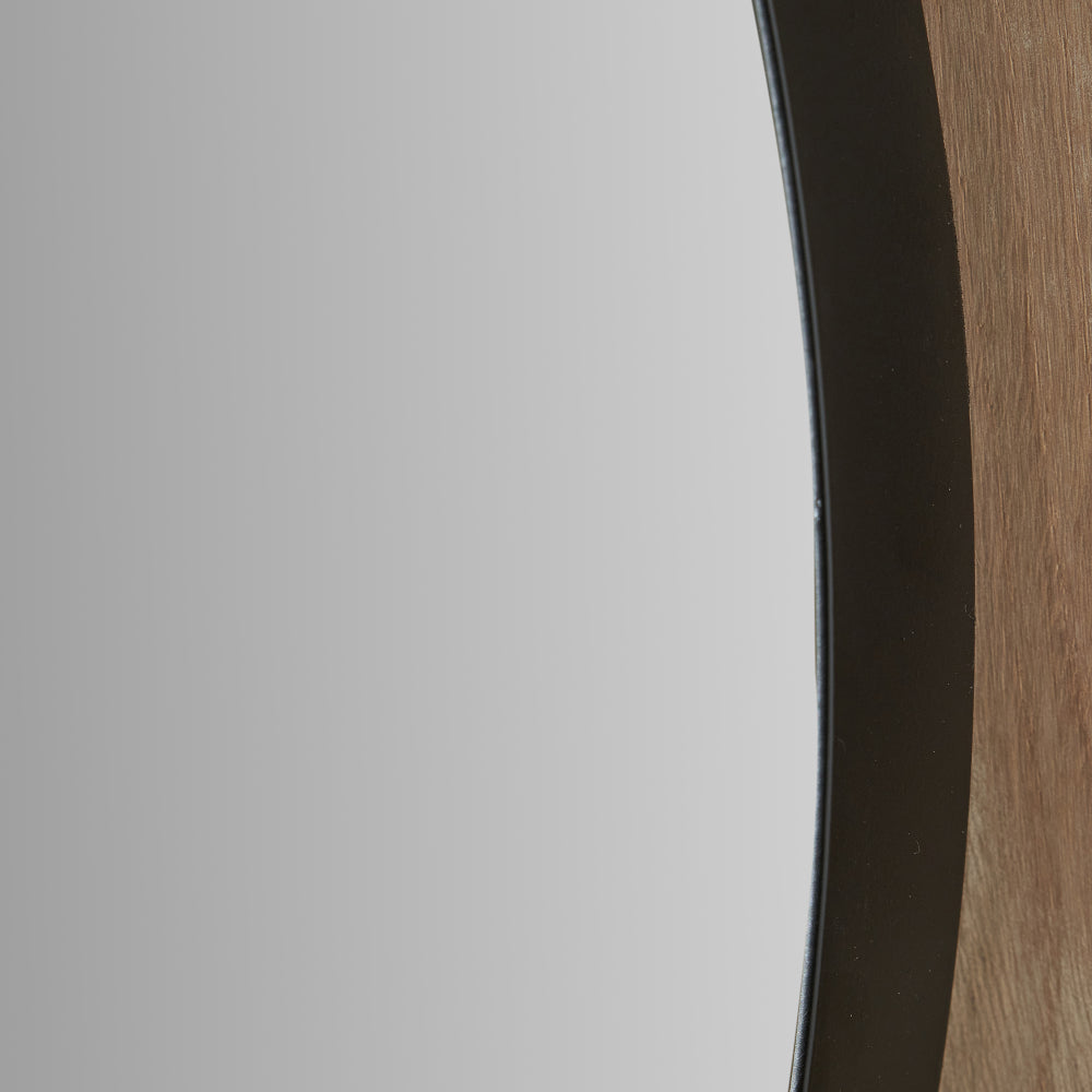 Black Metal Slim Frame Oval Wall Mirror