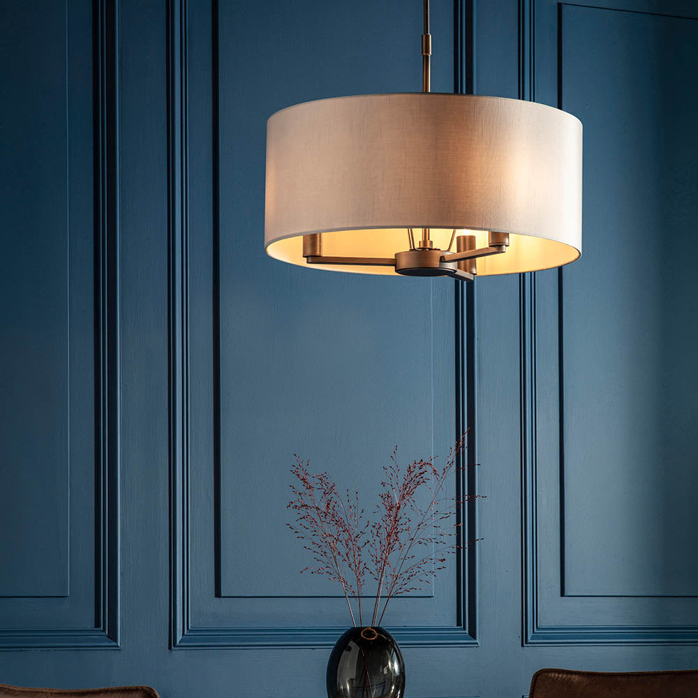 Daley Shaded 3 Light Pendant Antique Bronze
