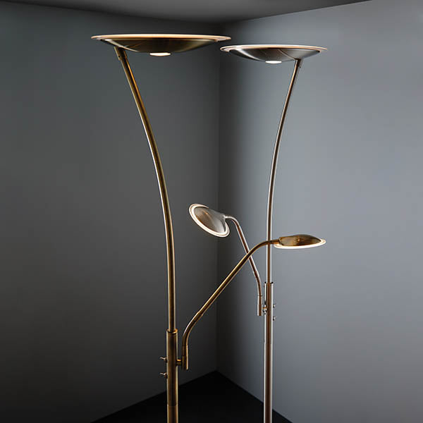 Alassio Mother & Child Task Floor Lamp Antique Brass