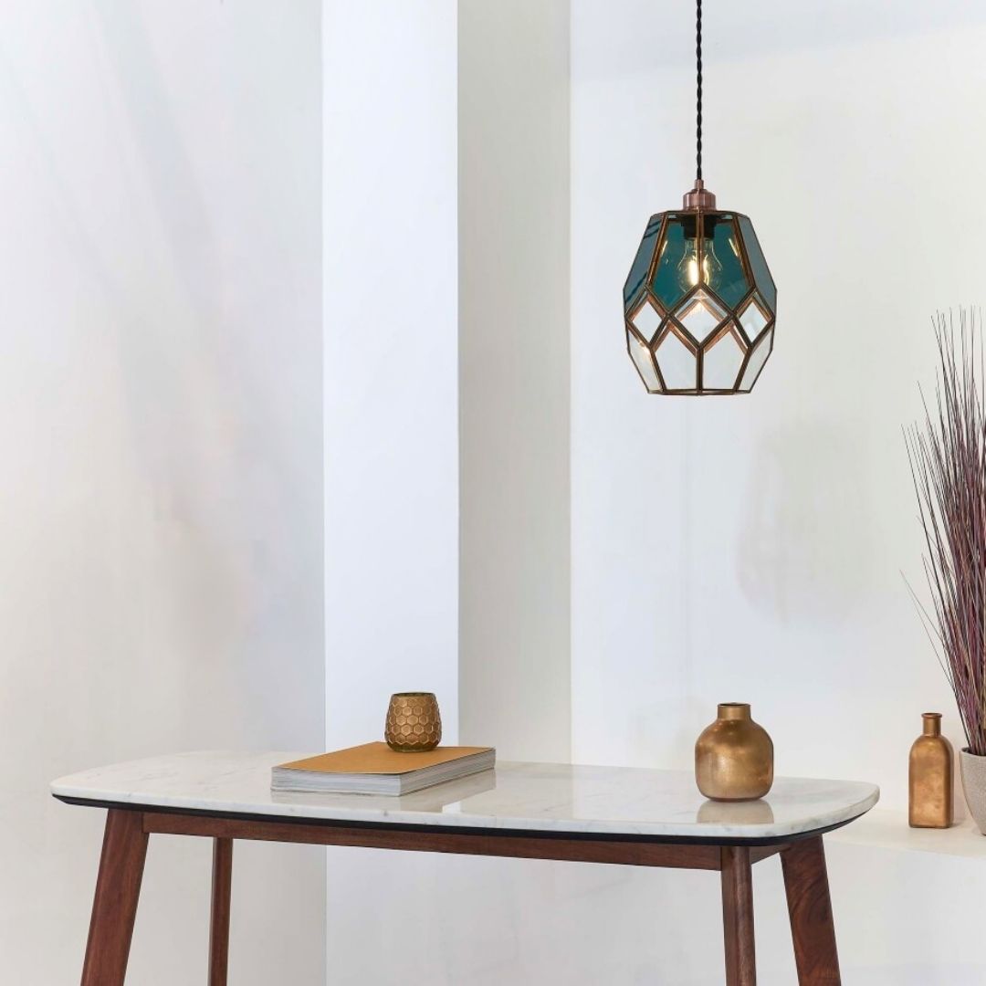 Ripley Antique Brass and Smoked Glass Easy-Fit Pendant Shade