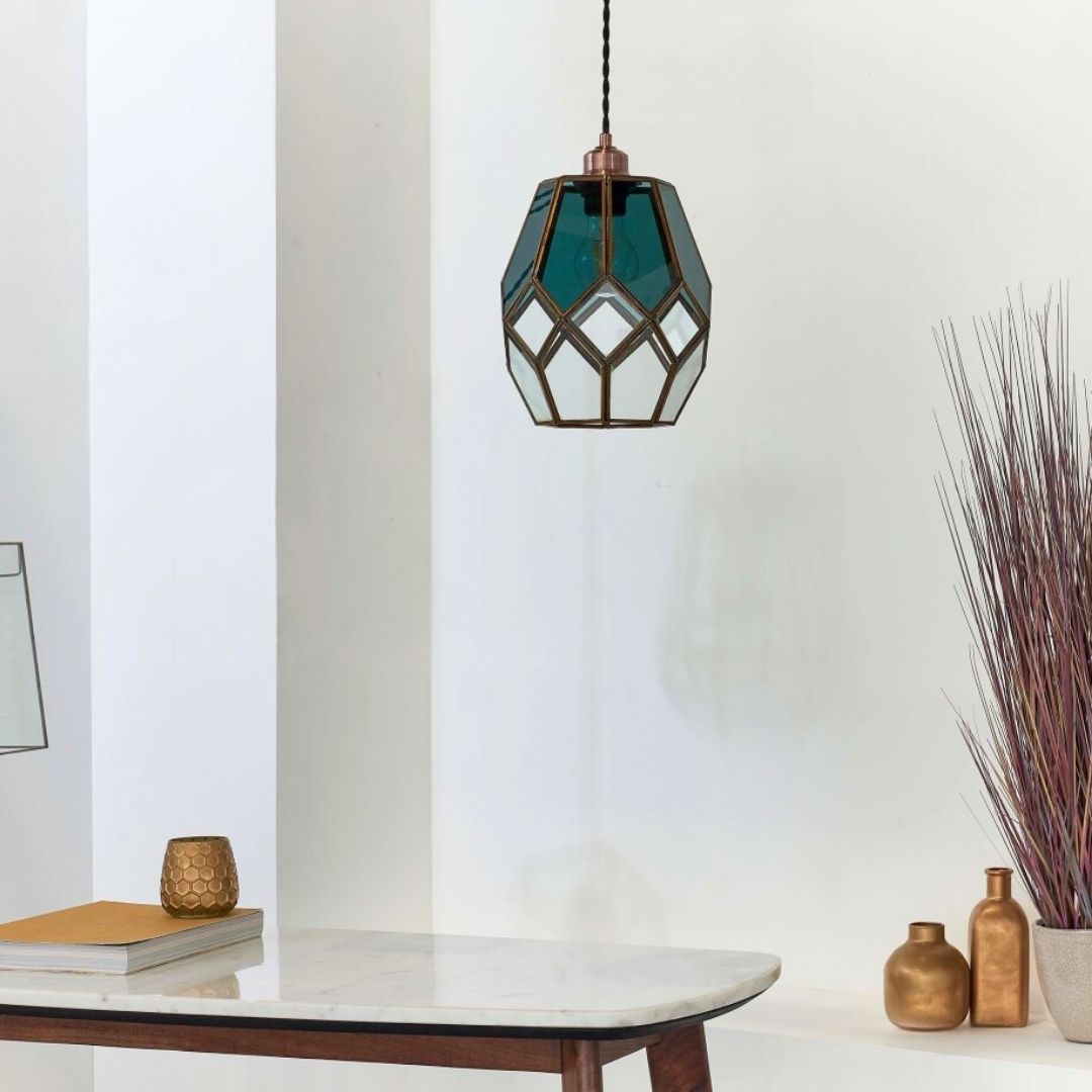 Ripley Antique Brass and Smoked Glass Easy-Fit Pendant Shade