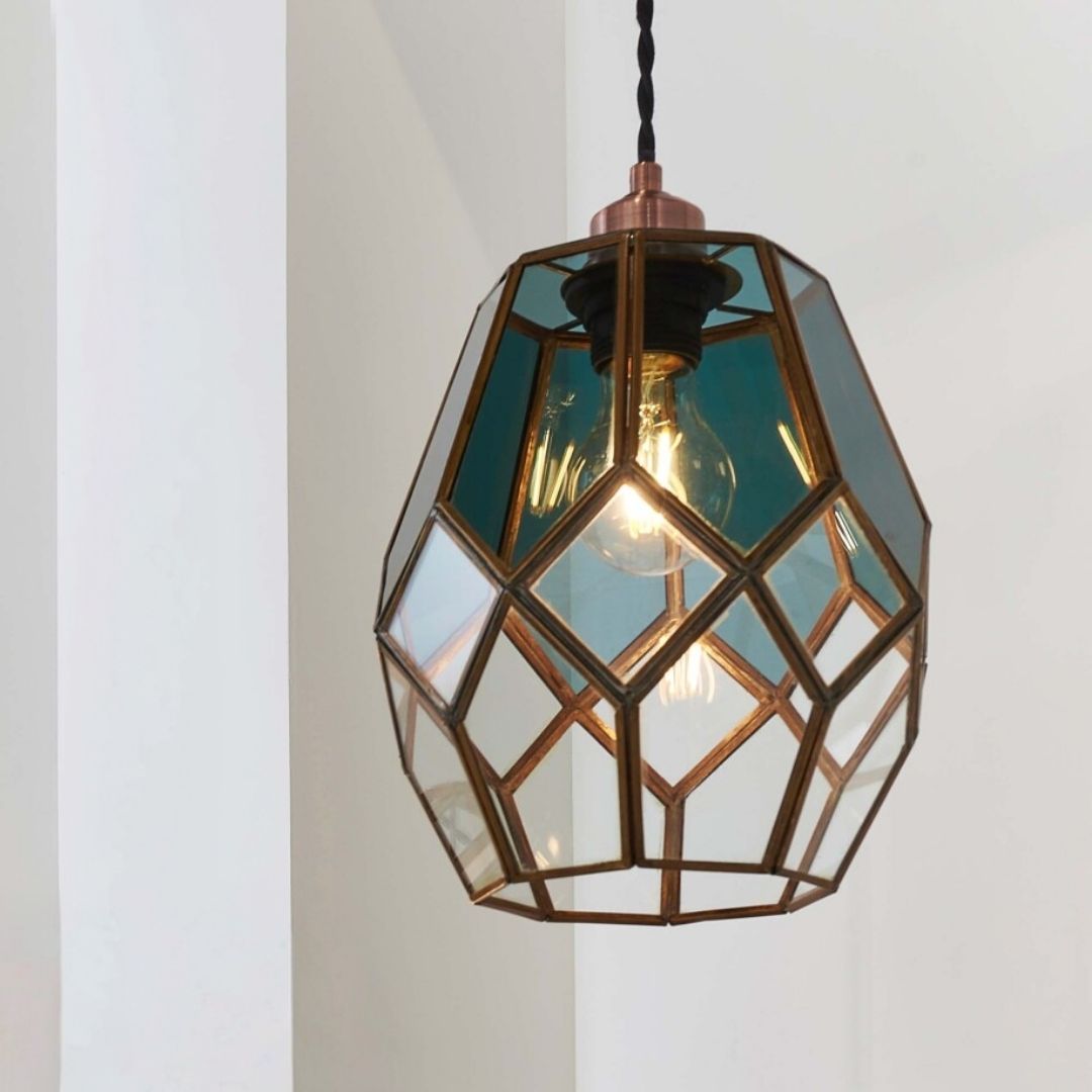 Ripley Antique Brass and Smoked Glass Easy-Fit Pendant Shade