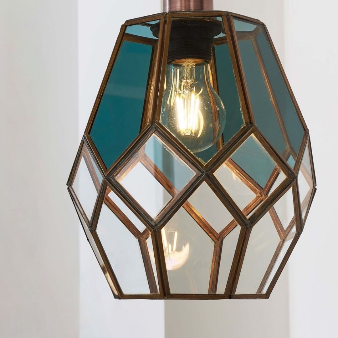 Ripley Antique Brass and Smoked Glass Easy-Fit Pendant Shade