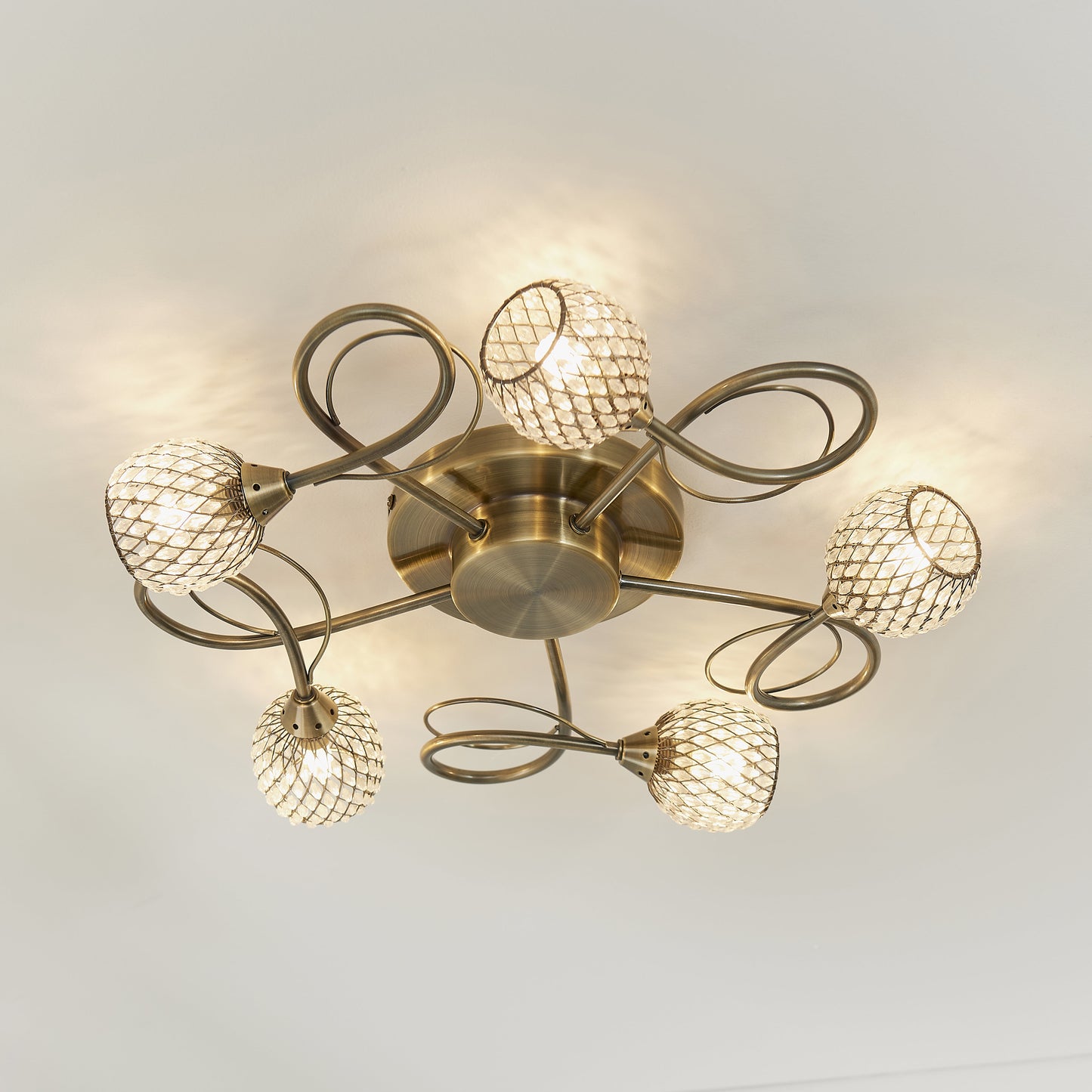 Aherne 5 Light Semi Flush Antique Brass