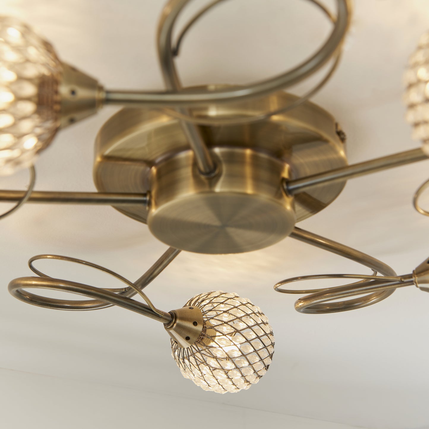 Aherne 5 Light Semi Flush Antique Brass