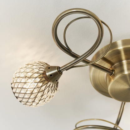 Aherne 3 Light Semi Flush Antique Brass